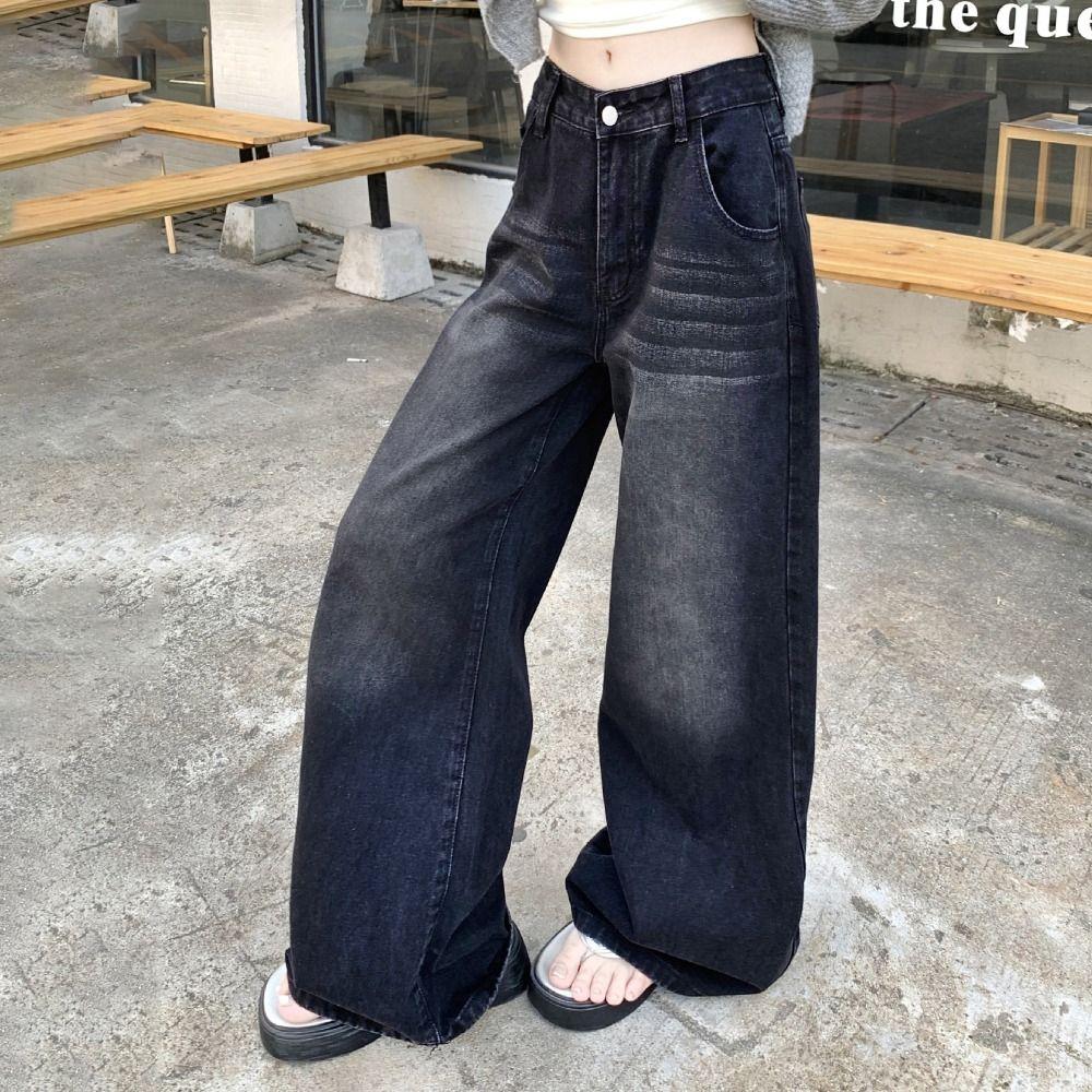 High Waist Y2K Jeans Straight Leg Cowboy Trousers Fashion Baggy Denim Pants  Girls Lady