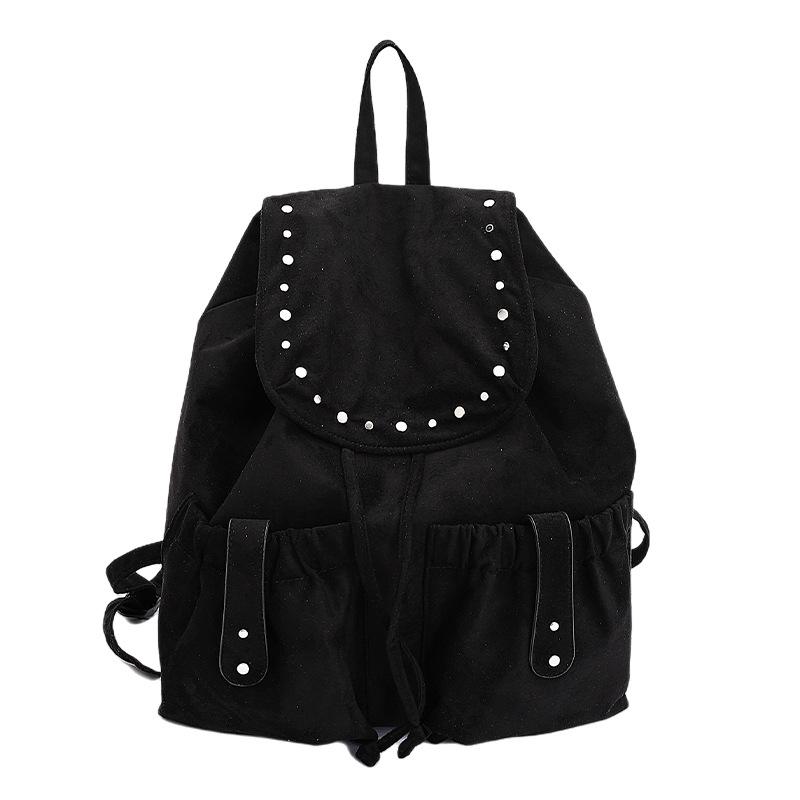 

Suede large-capacity backpack women s autumn and winter new casual simple schoolbag retro commuter backpack чёрный