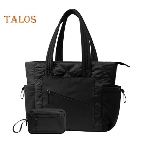 Dámská taška tote s držákem na pohár, barevně blokovaná, psaníčko, kabelka, prošívaná taška puffer přes rameno se zipovými kapsami na cestování, do práce, na ulici