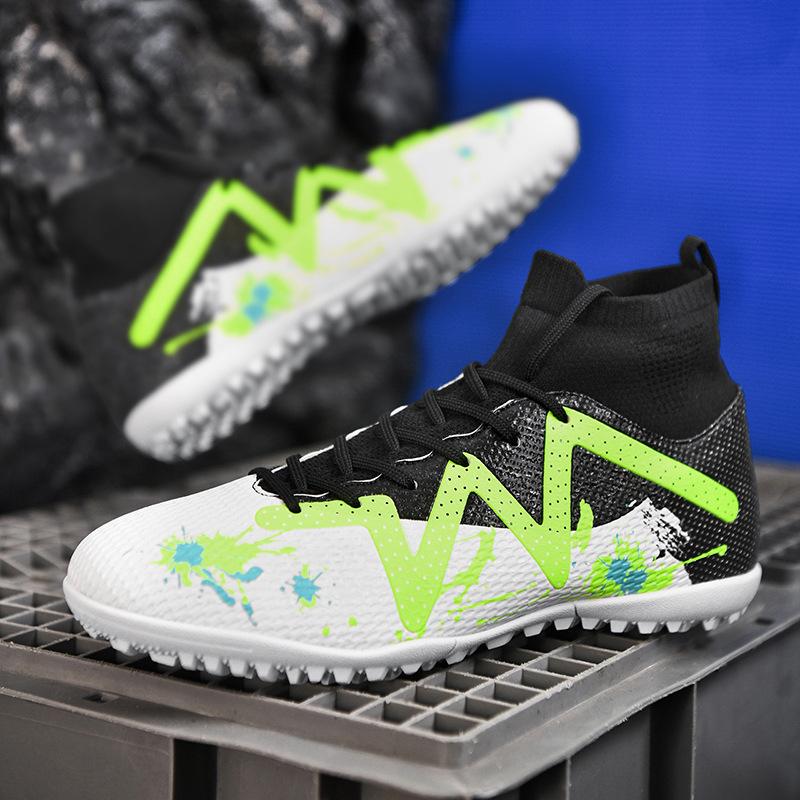 Football Shoes Men's AG Long Nails Artificial Turf Flat Bottom Broken Nails High Top Socks Mouth Outdoor Sports Football Shoes Men