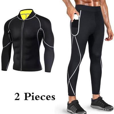 Set Costum Saună Neopren Acoperit cu Argint: Top cu mâneci lungi și pantaloni pentru fitness