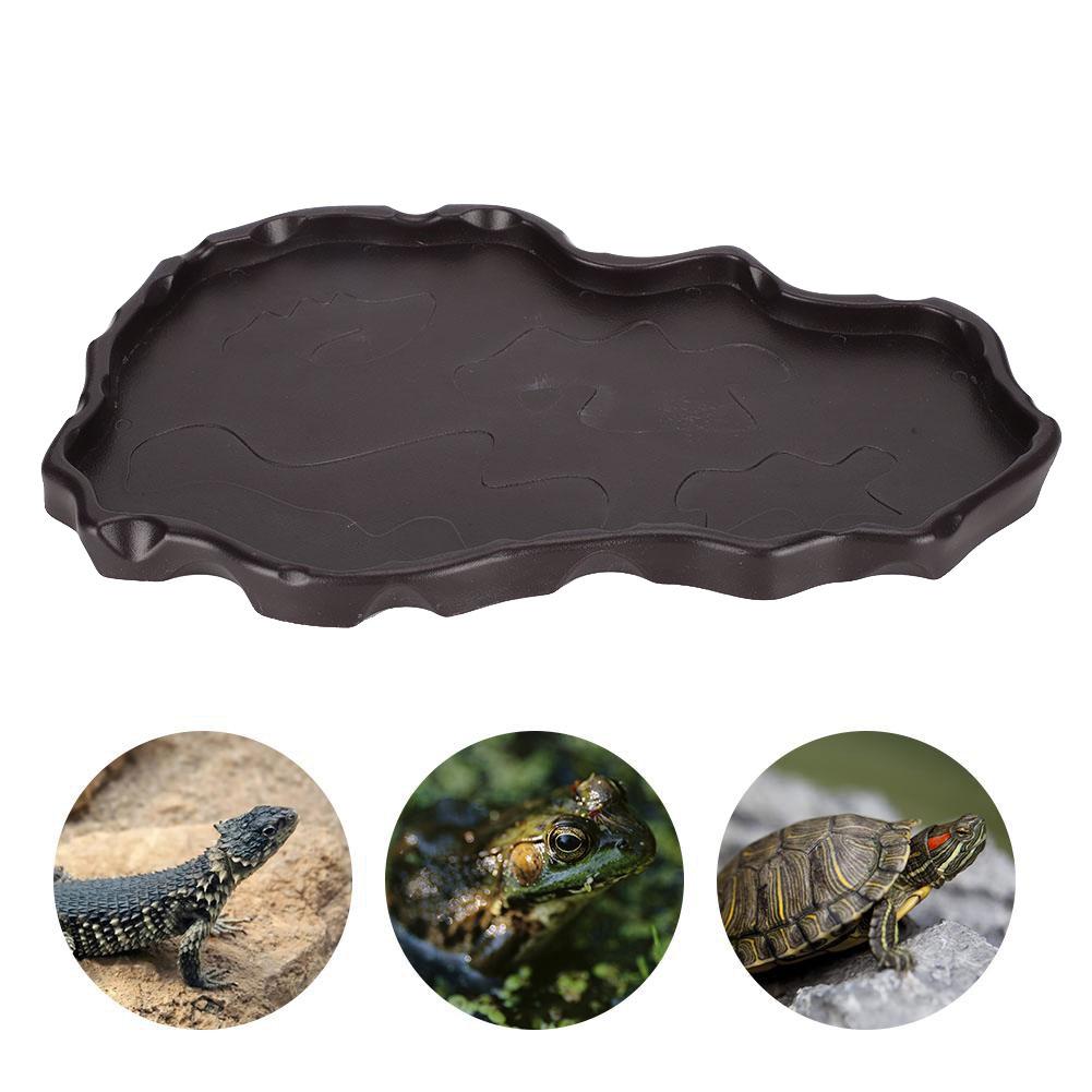 NW‑29 Plastic Reptiles Feeder Basin Snake Frogs Drinking Feeding Dish Landscape DecorationsDeep Coffee Color