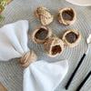 6Pcs Natural Burlap Napkin Ring Jute Rope Woven Napkin Buckles Holder Wedding Birthday Party Dinner Table Decoration