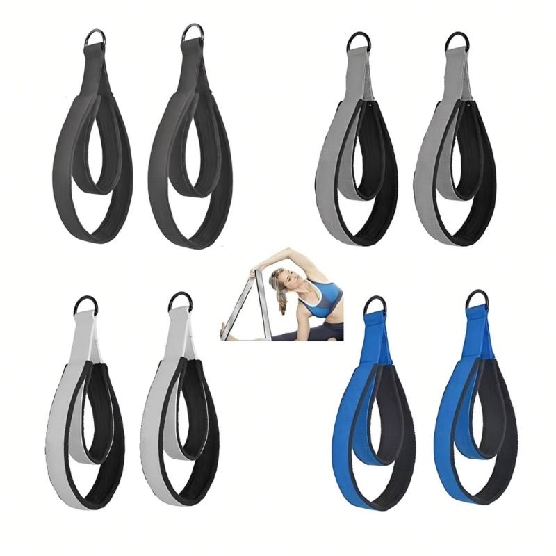 1 Pair Fitness D-Rings Strap Handle Yoga Exercise Accessory for Home Gym Workout Pilates Double Rings Strap for Reformer