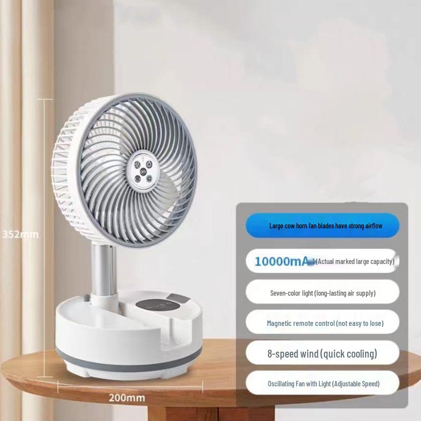 

Retractable Wireless USB Charging Fan: Dual Power, Head Shaking, Silent, Foldable, Ideal for Outdoor Camping Cooling Circulation, Entire Room