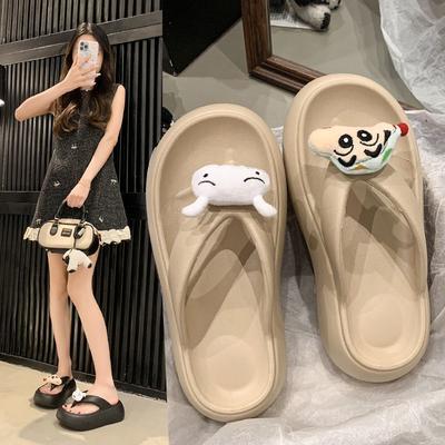 Cartoon Cute Crayon Small New Flip-flops Summer and Autumn Thick-bottomed Muffin Stepping On Shit Slippers Outside