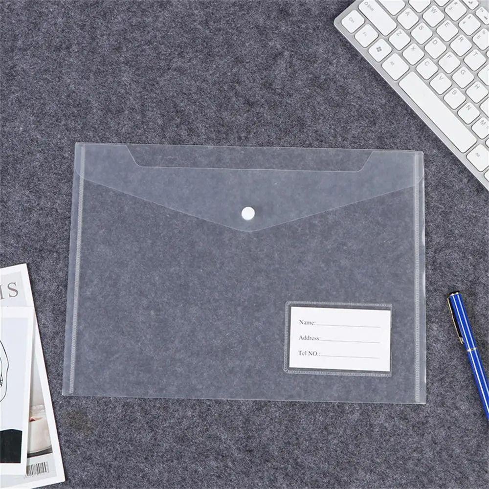 1Pcs with Label Pocket Document Files Folders Clear Envelope Popper Wallets for School Office Home