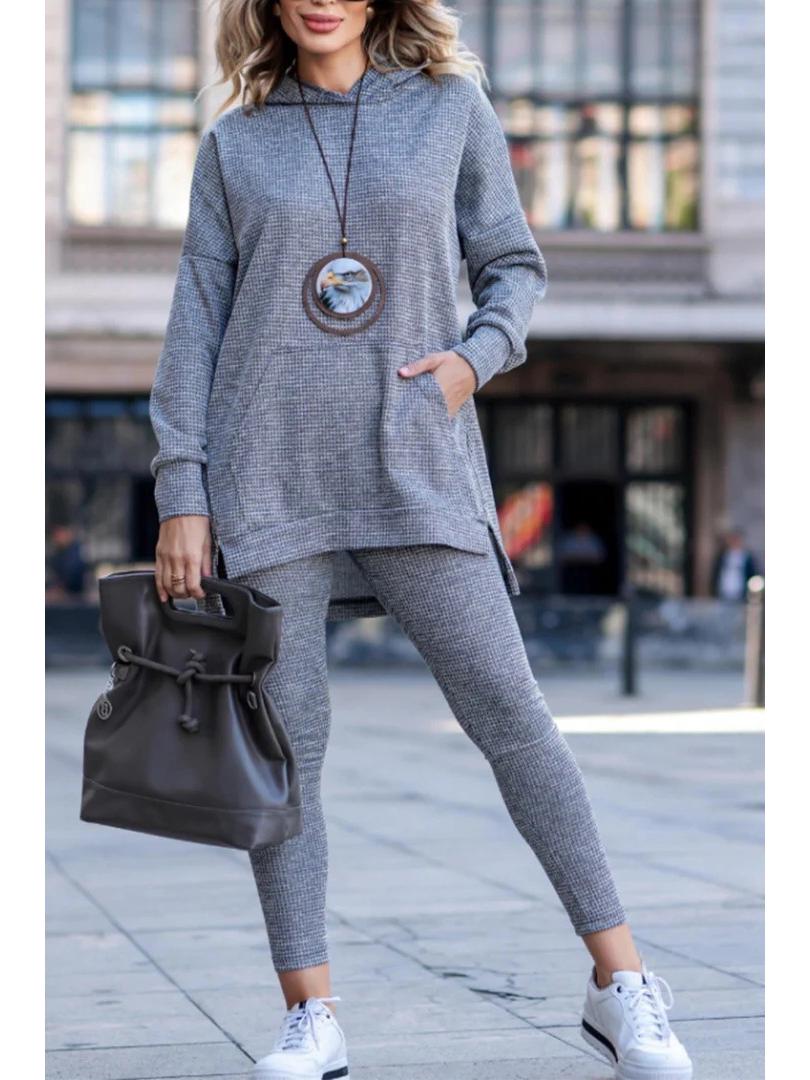 

2025 Women s Autumn/Winter Hooded Sports Casual Two-Piece Set Extra Large