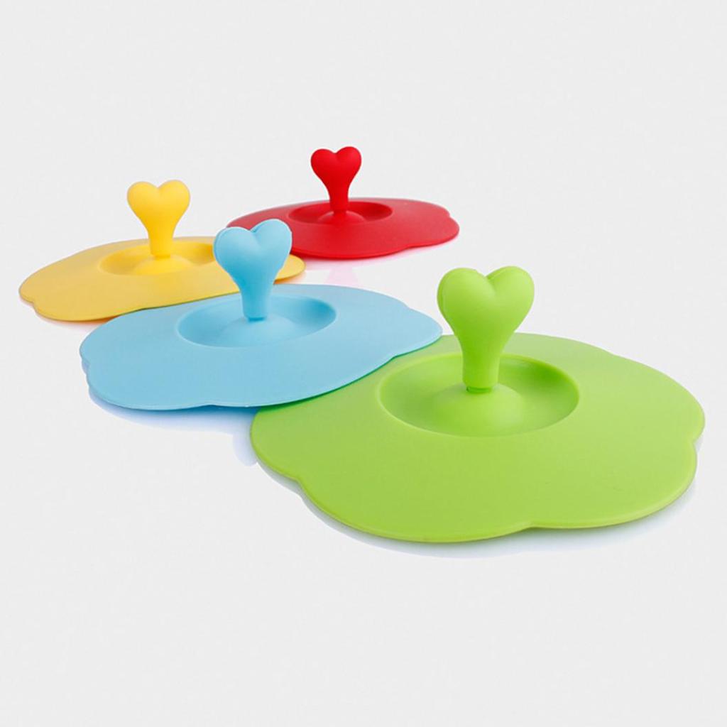 Wiederverwendbare sichere Silikon-Herzgriff-Anti-Staub-Kaffeetasse-Glasbecher-Abdeckungs-Deckelkappe