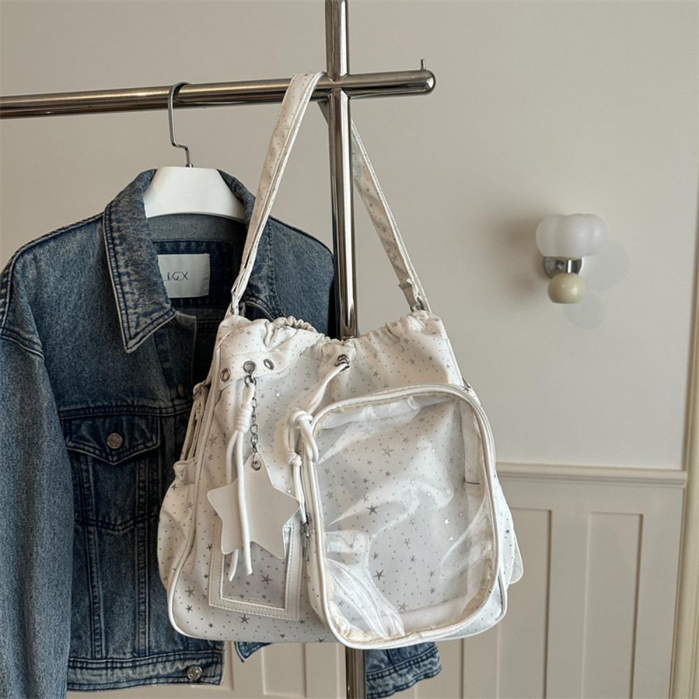 

Harajuku Ulzzang Ita Bag Shining Star PVC Transparent Shoulder Bag Creative Star Itabag Men белый