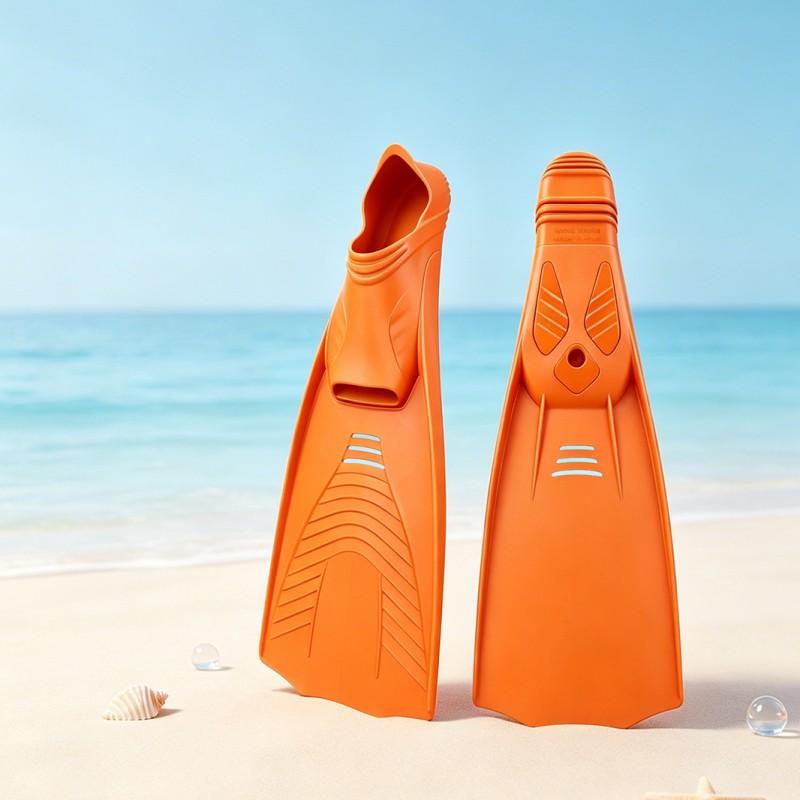 Adult Open Heel Swim Fins Snorkeling Freediving Mid-Length Professional Diving Gear Black White Yellow Orange Blue