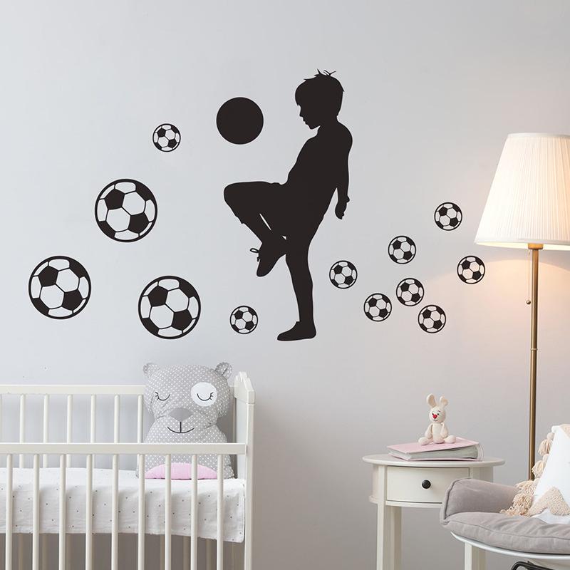 Self-Adhesive Wall Stickers for Kids' Room or Dorm: Football Theme Decor