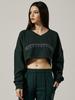 KITTY POTTERY V-Neck Crop Sweatshirt[Green]