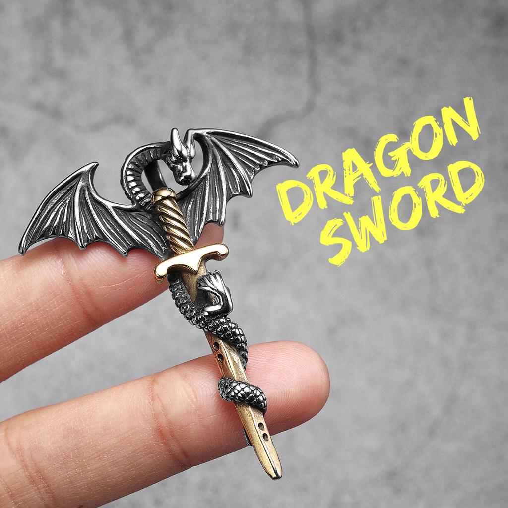 Dragon Slaying Sword Men Necklaces Stainless Steel Pendant Chain Women Punk Fashion Jewelry New Accessories Gifts