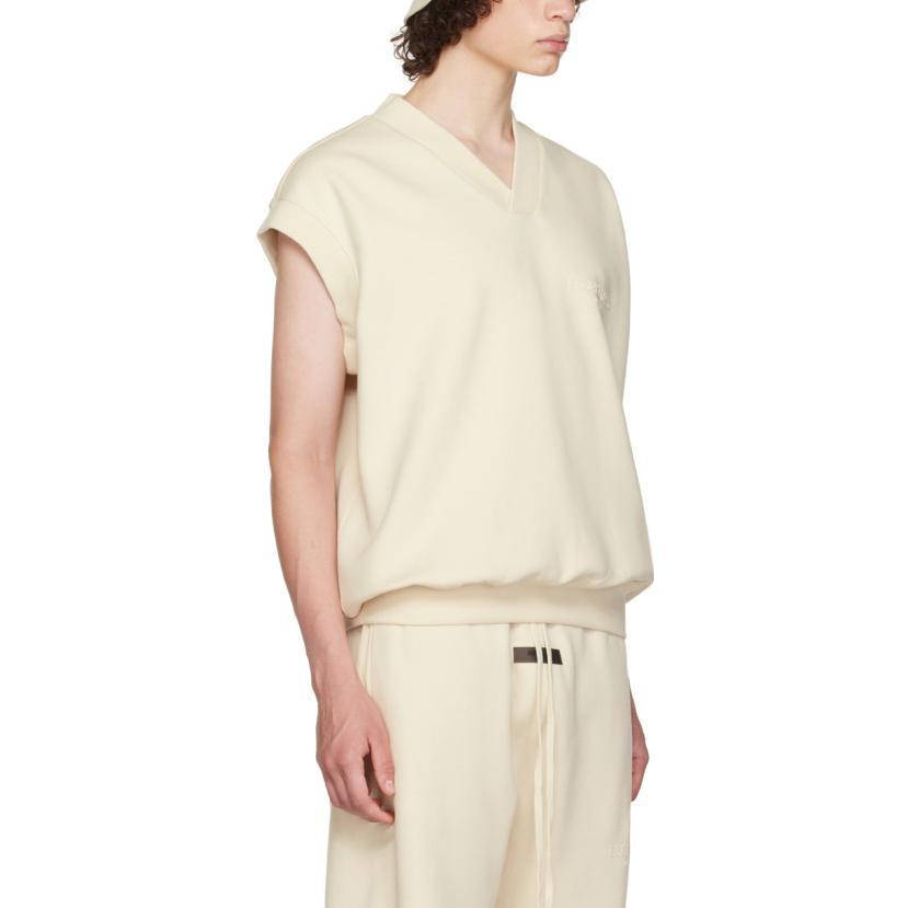 Fear of God Essentials FW22 Ribbed Knit V-Neck Vest Men Tops Eggshell-White FOG-FW22-890