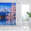 Pink Cherry Blossom Shower Curtain, Japanese Sakura Floral Shower Curtain Set, Plant Flower Cherry Shower Curtains For Bathroom