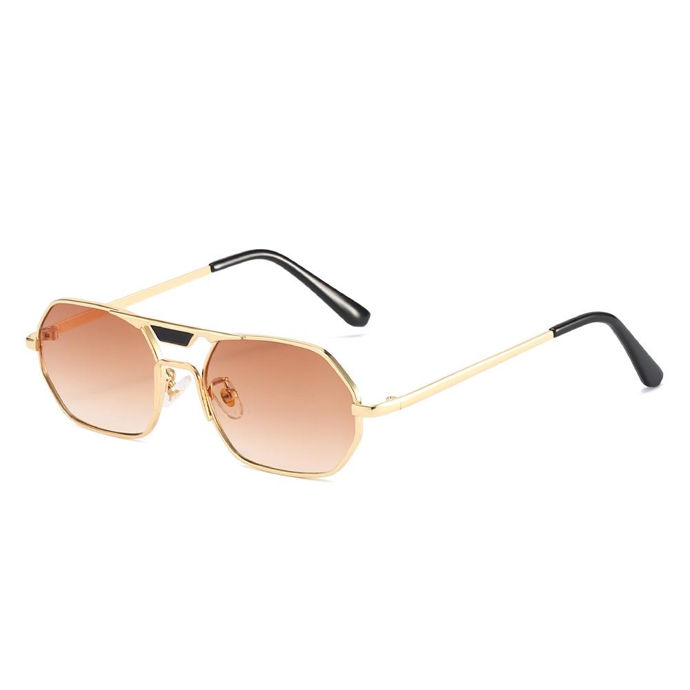 New Retro Metal Square Frame Gradient Sunglasses Y2K Personality Brand Double Beam UV400 Protection for Women Men
