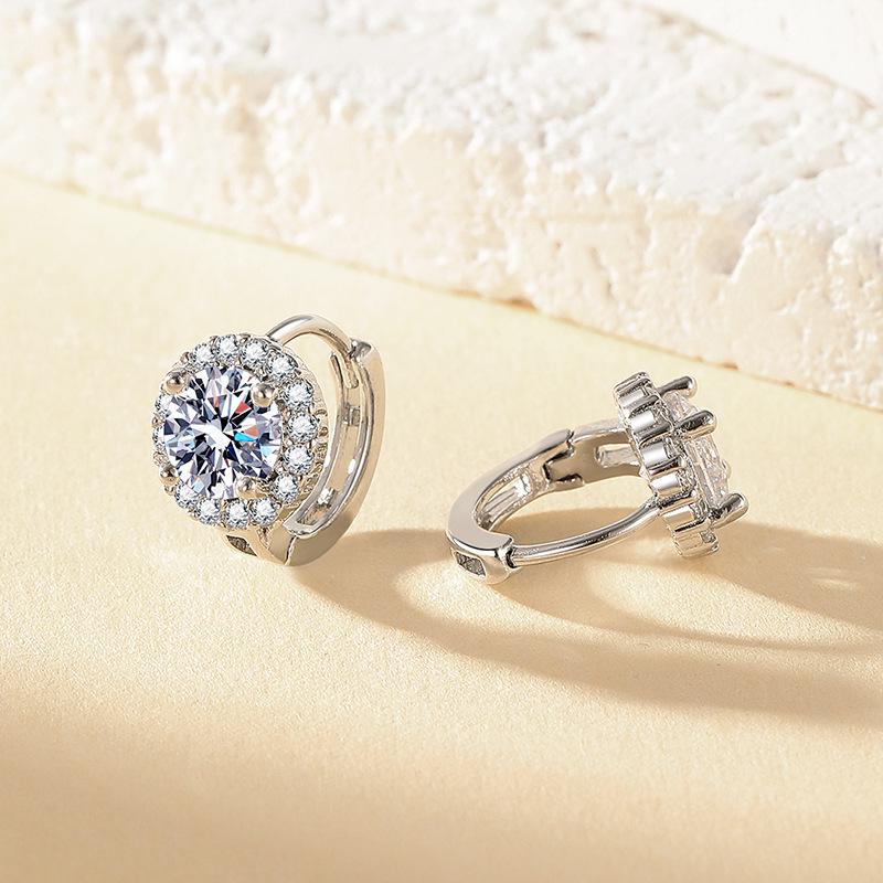 Trendy Faux Moissanite One Carat Hoop Earrings for Women