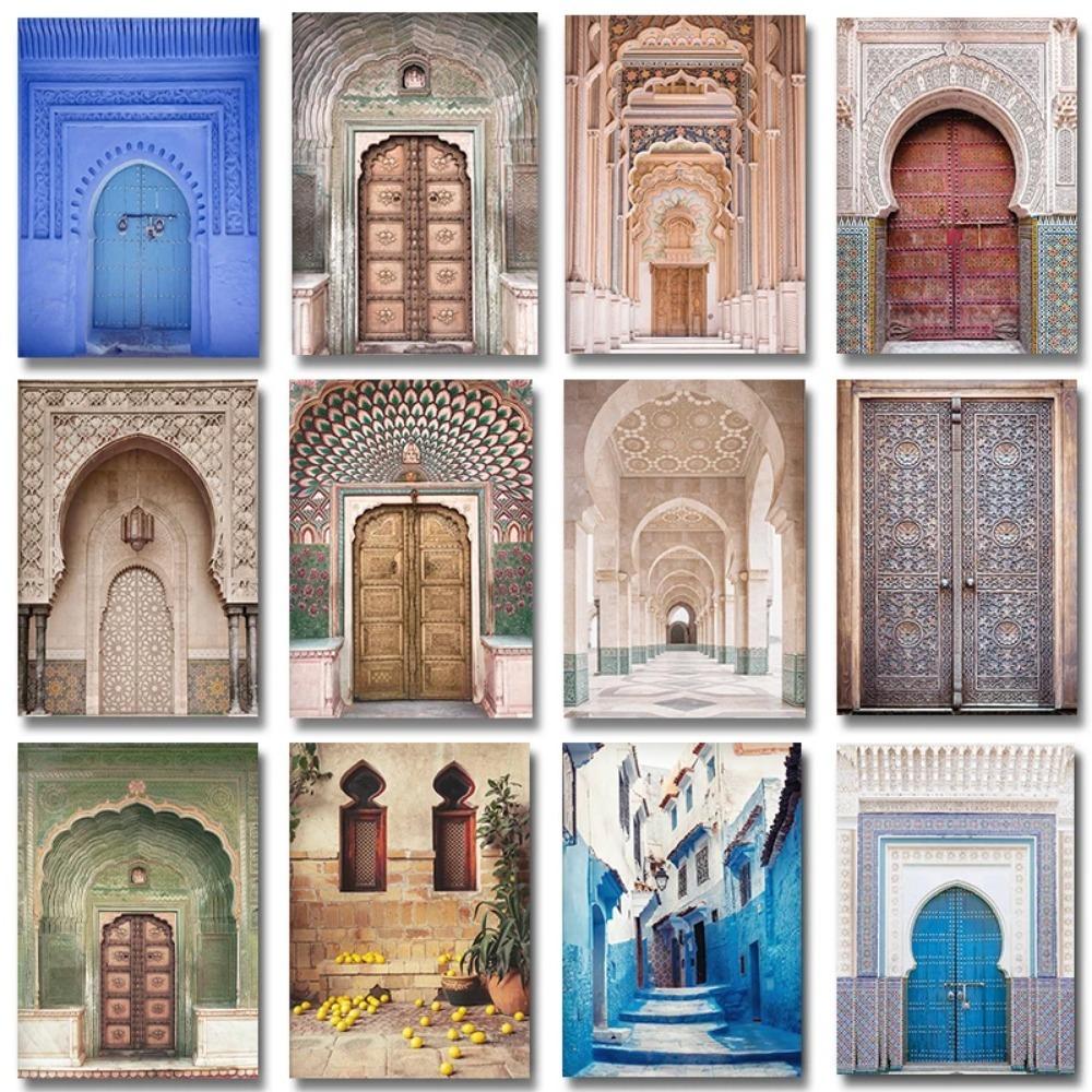Moroccan Door Indian Door Wall Art Canvas Painting Print Marrakesh Architecture Poster Boho Islamic Wall Art Picture Home Decor