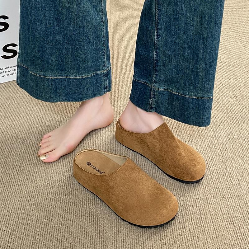 Fashion CRLAYDK Suede Leather Mules for Women Inner Height Increase Shoes Arch Support Footbed Slip On Casual Comfortable Slippers