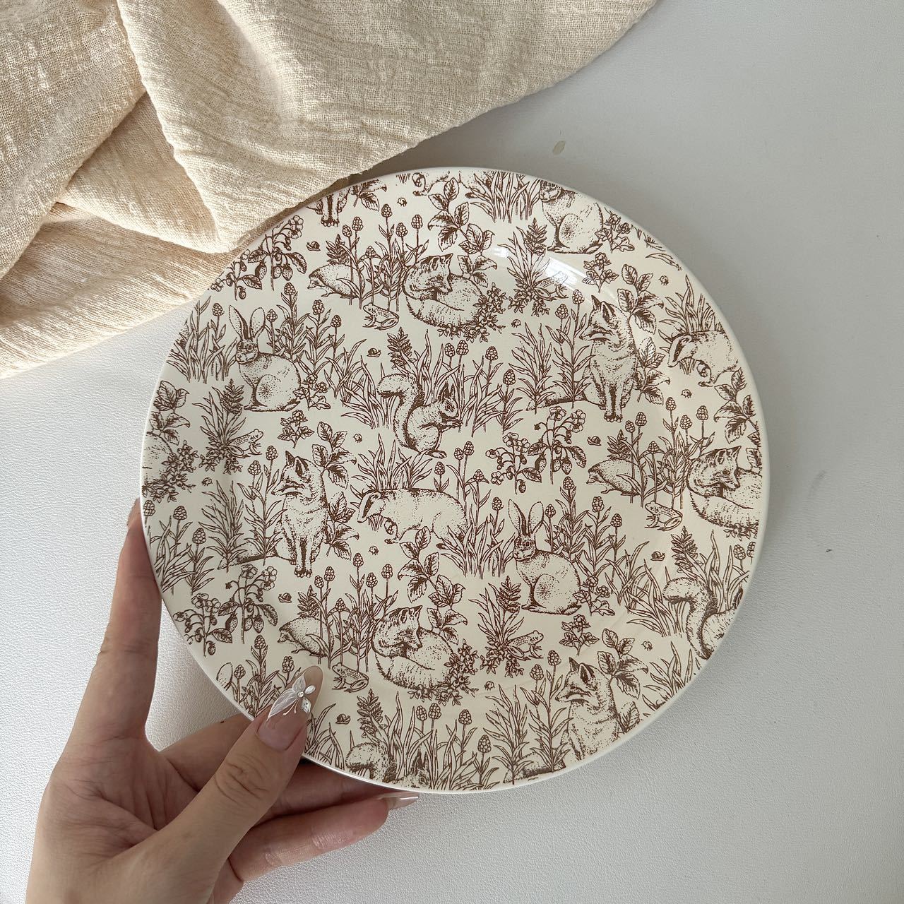 French Retro Dinner Plate Forest Series Plate Vegetable Plate Home Western Restaurant Breakfast Plate Ceramic Dessert Steak Pasta