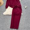 Tvådelat set Damkläder Mild Stil Lättslappig Lös passform Pullover O-hals Långärmad Stickad Tröja Midi Bodycon Kjolar