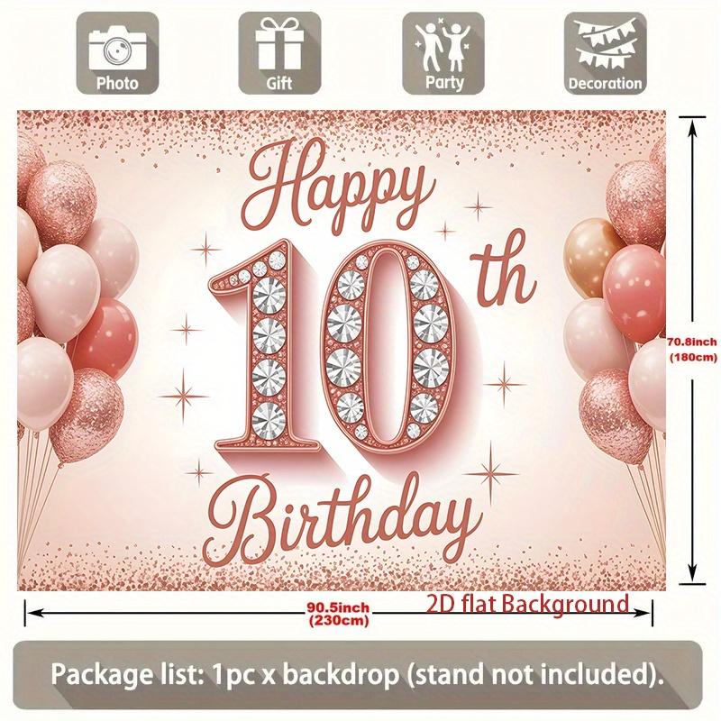 1pc Christmas & Birthday 10th Glitter Balloon Party Banner Polyester