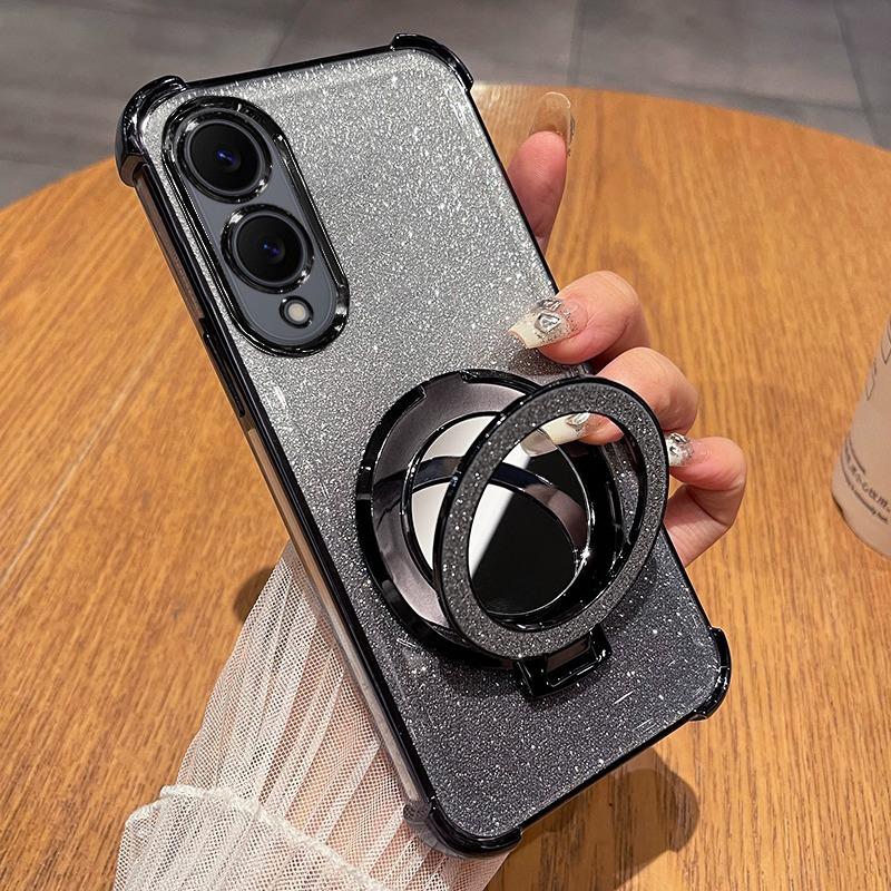 

Подходит для чехла для мобильного телефона Samsung S25Edge, зеркальца для макияжа с блестками, подставки, противоударного чехла S24Ultra, нового роскошного S23 Samsung Note 20 Ultra