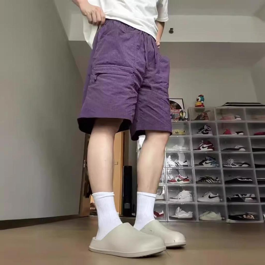 Men's 2024 Plus-Size Purple Quick-Dry Mesh Sports Shorts - Breathable, Casual Fit