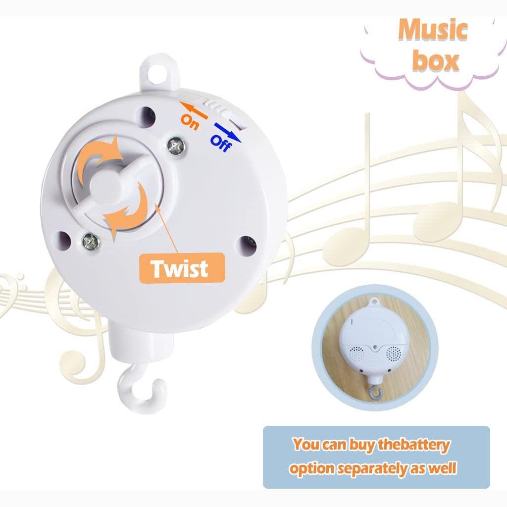 Baby Crib Mobile for Crib with Hanging Rotating Toys, Nursery Mobile with Music Box, Black and White Mobile for Baby Newborns 0-24 Months