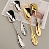 4Pcs Stainless Steel Ice Cream Spoons Retro Square Head Dessert Coffee Shovel Sorbet Yogurt Cake Jelly Serving Utensil Set Kitchen Gadget