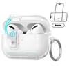 Solid Transparent Earphone Case For Airpods 4 Pro Pro2 Pro3 Portable Bracket Bluetooth Headphone Protect Cover With Hook