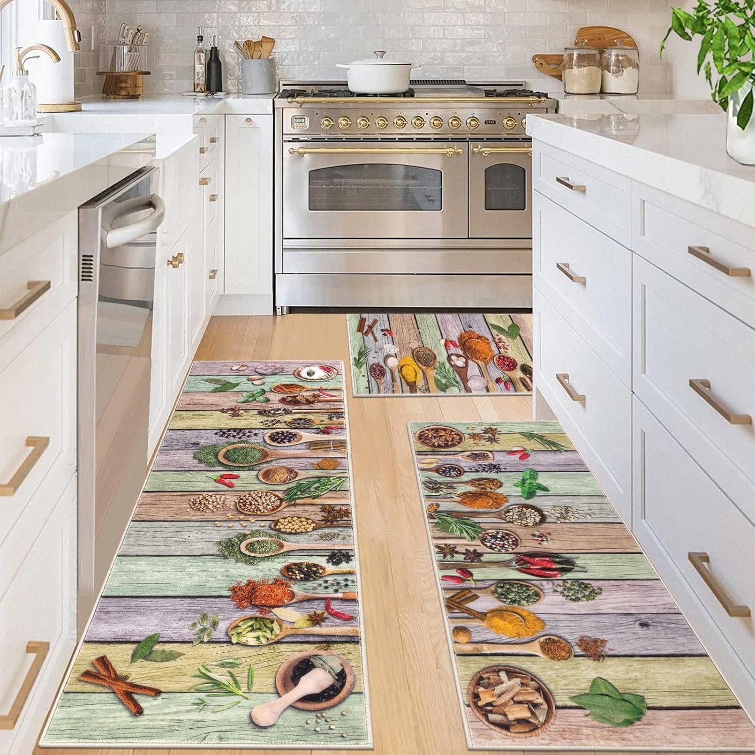 Alfombra de Cocina Antideslizante Felpudo Suelo Suave Lavable a Máquina Alfombra Cómoda Imitación Madera Decoración del Hogar Alfombras 1pc 50x80cm