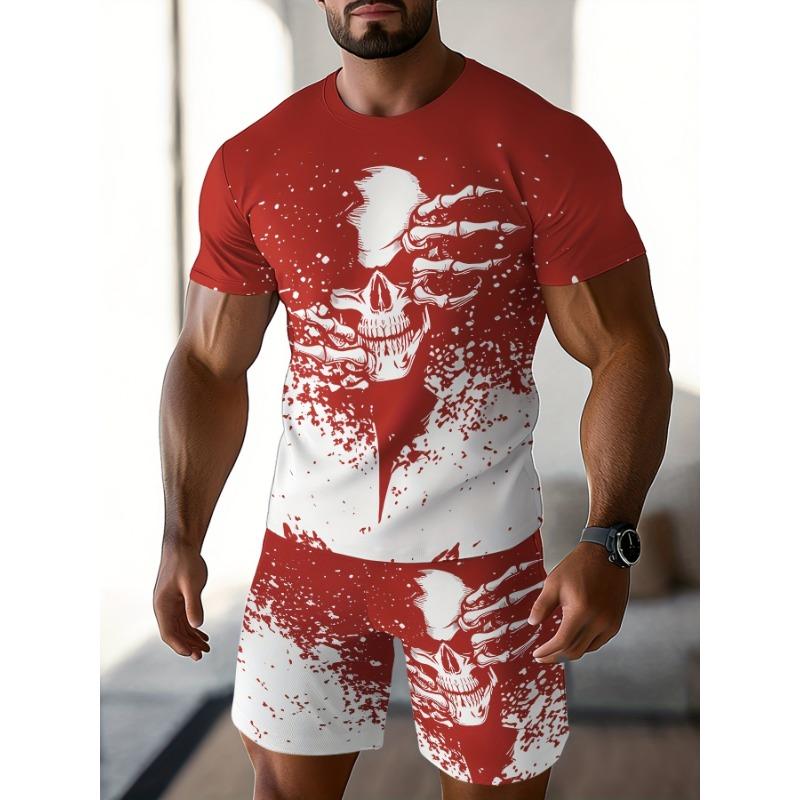 

Повседневный спортивный костюм, дышащая повседневная мужская футболка и костюм из пяти брюк, летний костюм с 3D-печатью для взрослых мужчин XXL