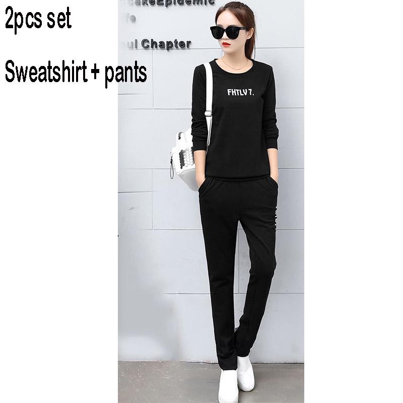 Casual Sweatshirt Set Large Size Spring and Autumn Women 2pcs Set Wild Long Sleeve