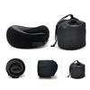 Portable Black Foldable U-Shaped Neck Pillow Memory Foam Travel Pillow Neck Cushion Durable Undeformable Airplan With Bag