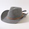 Beliebter europäischer und amerikanischer klassischer Strohgeflecht Western-Cowboyhut für Herren und Damen Outdoor-Mode OL-Stil Geflochtener Zylinder