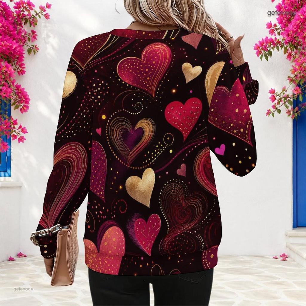 Womens Plus Size Crew Neck Long Sleeve Pullover Loose Soft Casual Leisure Street Daily Sweatshirt