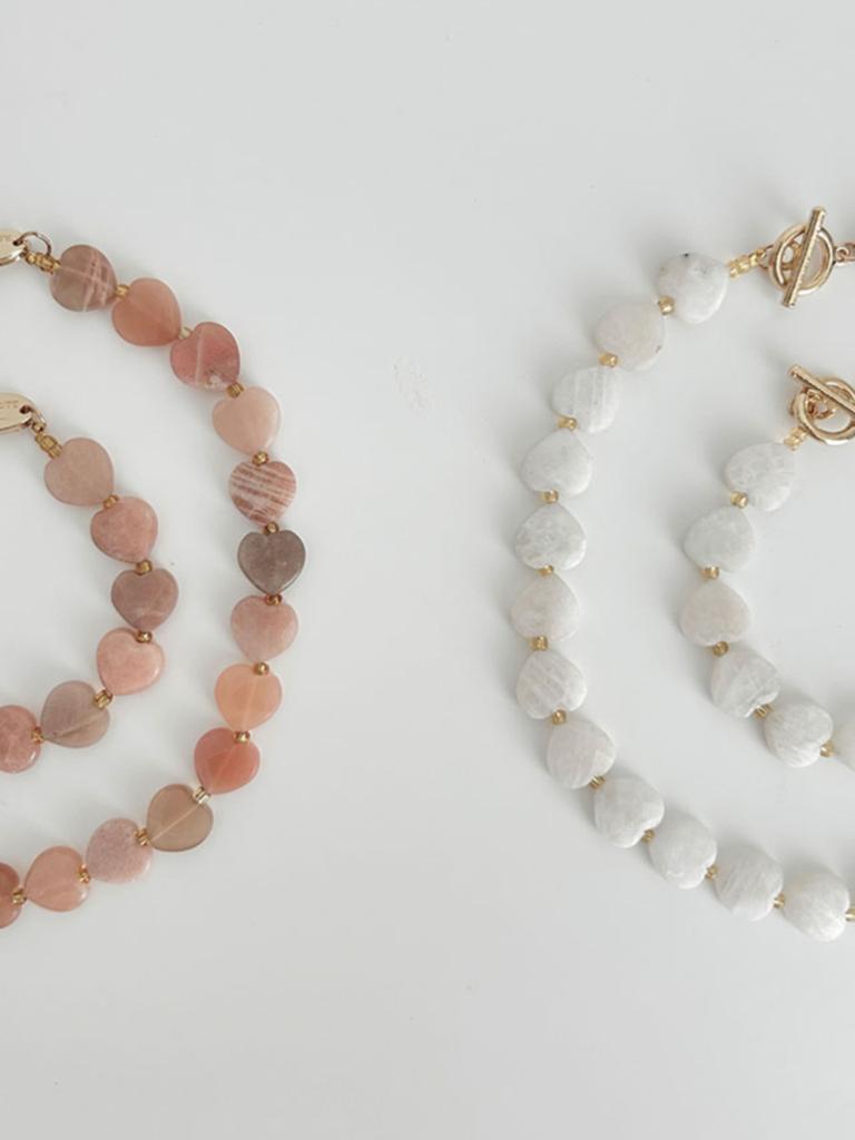 Favoritenoun Heart Stone Necklace_Pink