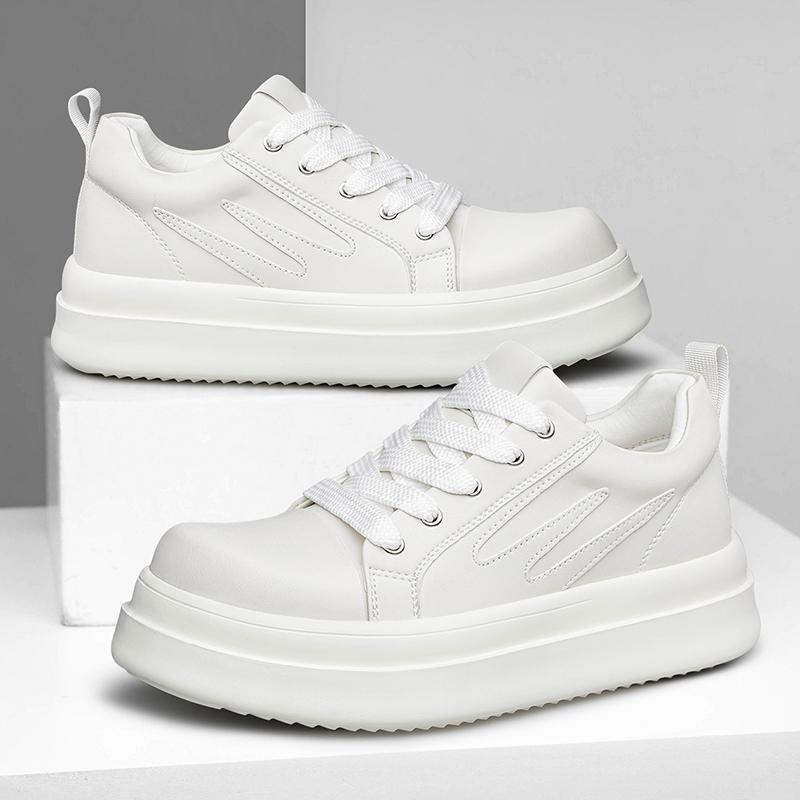 Genuine Leather Men's Casual Shoes New Male Skateboard Footwear Thick Bottom Walking Shoes Outdoor Lace-Up Men Sneakers Trainers