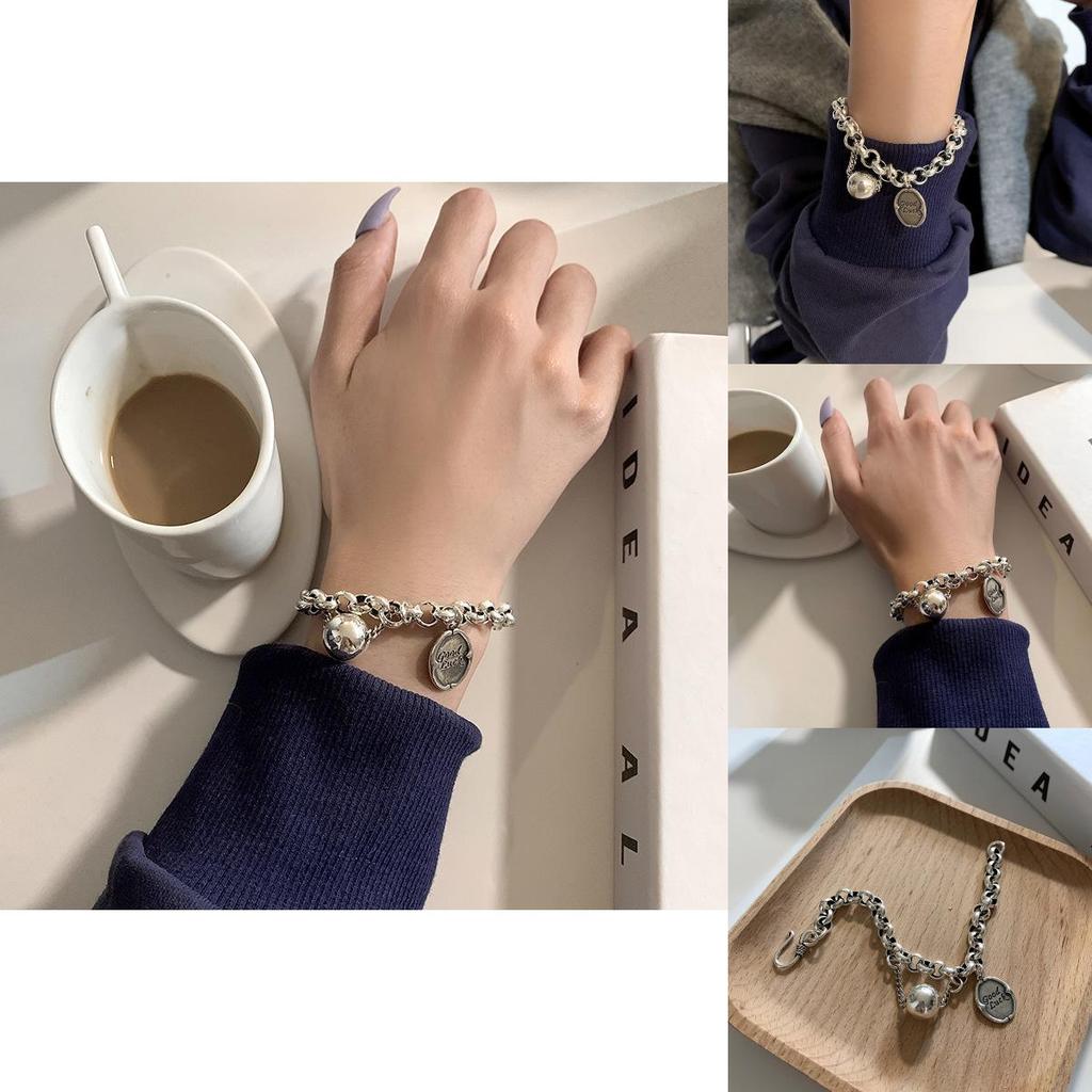 Good Luck Letter Geometric Alloy Bracelet For Women With Electroplating And Hip Hop Style For Travel Gift