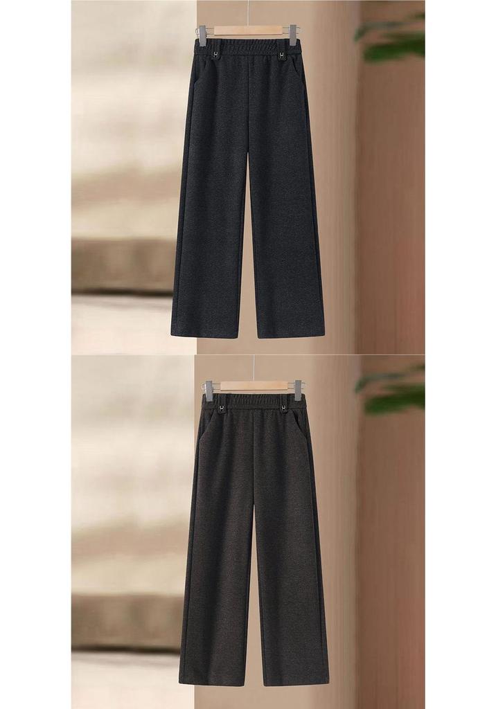 2026 Spring Fashion Elastic Waist Straight-Leg Pants - Age-Defying, Versatile Wide-Leg for Moms