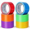 COSIMIXO 6 Rainbow Fabric 2in X Strong Heavy Ideal for Color and DIY Duct Tape Rolls/Set Tape, 15y, Adhesive, Duty, Residue-Free, Hand-Tear &