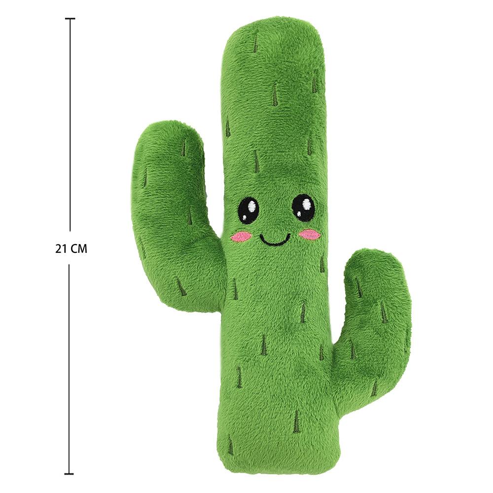 High Quality Interactive Green Cactus Pet Chew Toy Plush Dog Toy In Cartoon Green Cactus Shape Woodfield