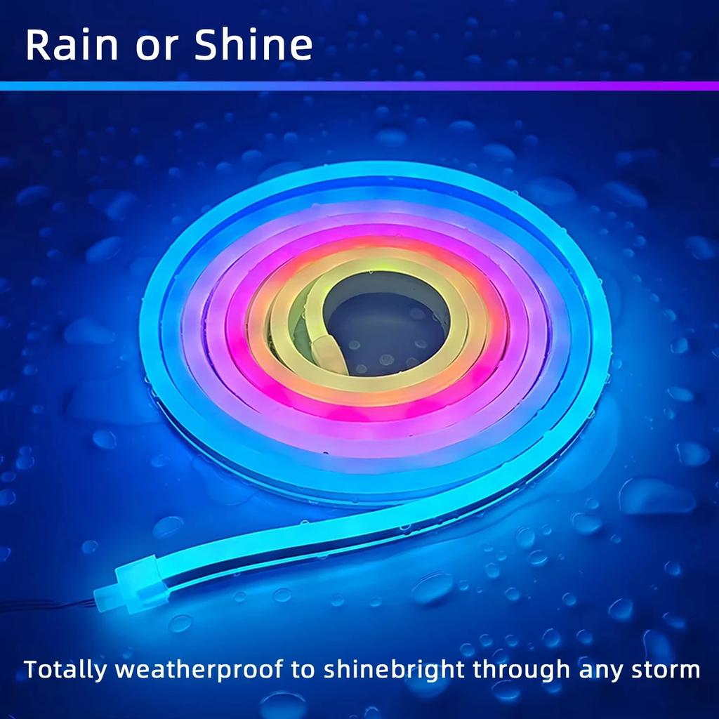 Gaming Room RGBIC Neon LED Strip Lights USB 5V Flexible Waterproof Rope with APP Bluetooth Music Sync DIY Desk Wall Ambient Lighting