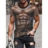 Men's Novelty 3D Armor Print T-Shirt - Casual Crew Neck, Stretch Polyester Fabric, Regular Fit