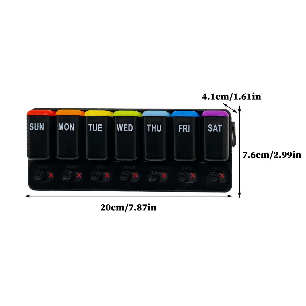 

Weekly Portable Travel Pill Cases Box 7 Days Organizer Pills Container Storage Tablets Vitamins Medicine Fish Oils чёрный