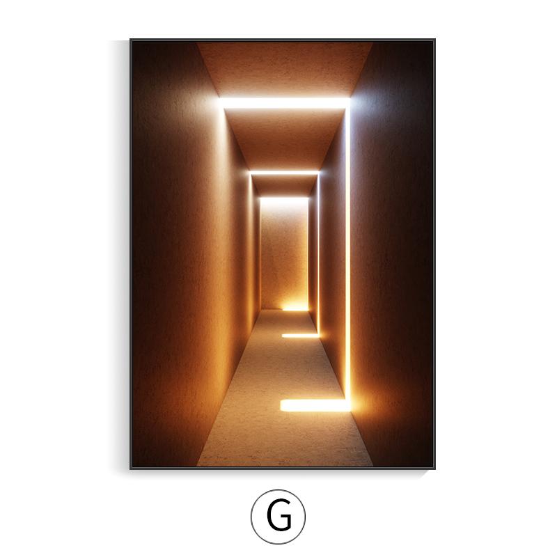 Nordic Building Corridor Picture Light and Shadow Painting On Canvas Posters Prints for Entrance Living Room Decor Wall Art