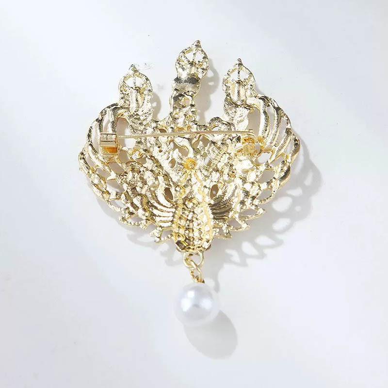 Luxurious Colorful Phoenix Brooch for Women Peacock Brooch Retro Pearl Brooch