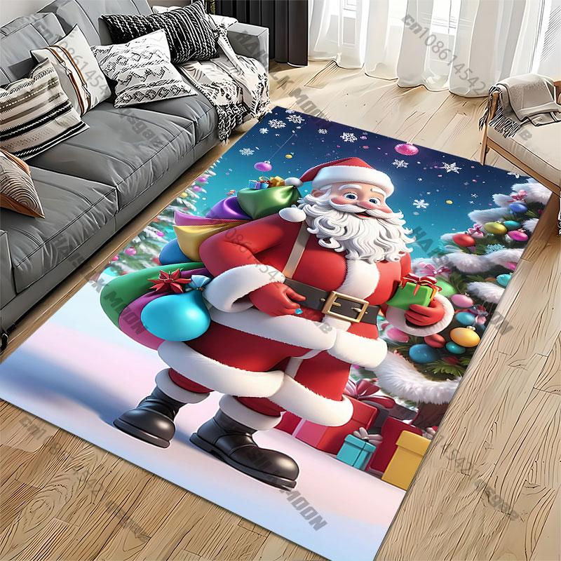 Christmas Santa Gifts Celebration Carpet Yoga Living Room Room Decor Children's Crawling Mat Doormat Area Rug Games Mat